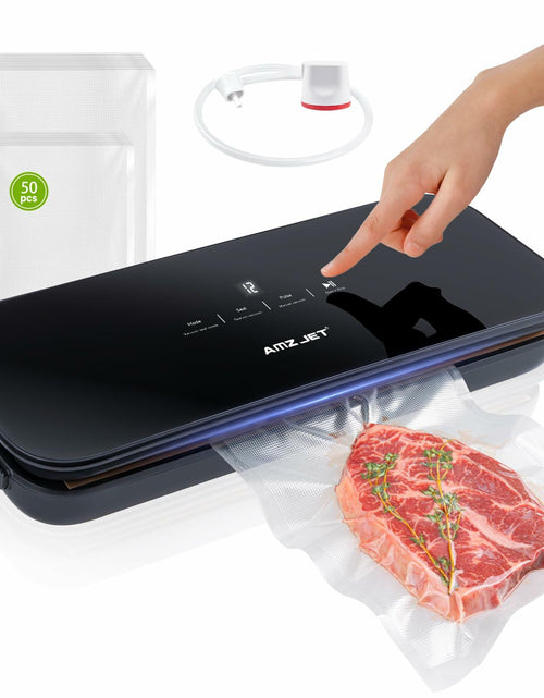 Load image into Gallery viewer, Amz Jet Vacuum Sealer Food LED Touch Digital Display Tempered Glass Black 50Bags
