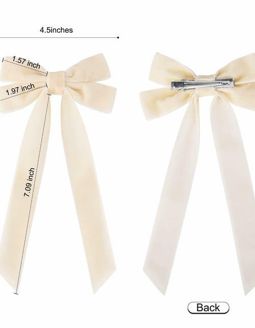 Load image into Gallery viewer, Aileam 2PCS Velvet Hair Bows Ivory Beige Big Fall Alligator Clips
