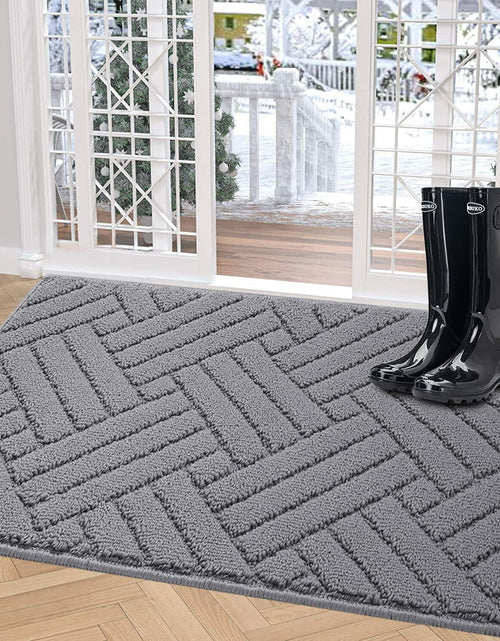 Load image into Gallery viewer, JEEDOVIA Door Mat Indoor Non-Slip Rubber Backing Heavy Duty Grey 36x59
