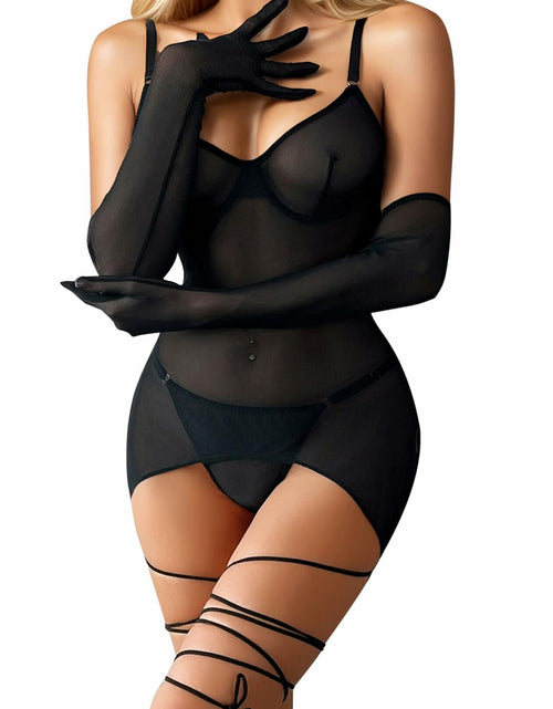 Load image into Gallery viewer, popiv Lingerie Mesh Babydoll Lace Chemise Sleepwear Dress White Size L
