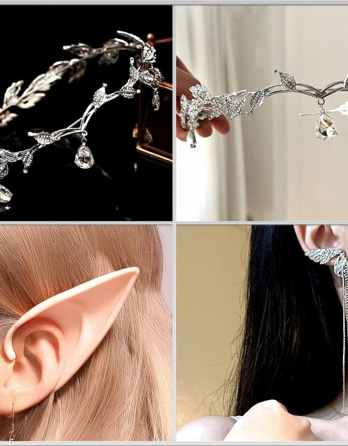 Load image into Gallery viewer, JeVenis Set of 3 Silver Elf Headpieces Elf Ears Crown Fairy Jewelry

