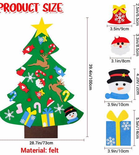 IHESPABLD 3Ft DIY Felt Christmas Tree Set Green 26 Ornaments for Kids