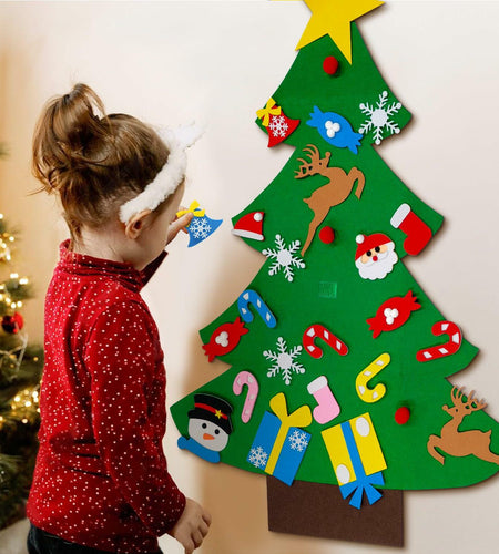 IHESPABLD 3Ft DIY Felt Christmas Tree Set Green 26 Ornaments for Kids
