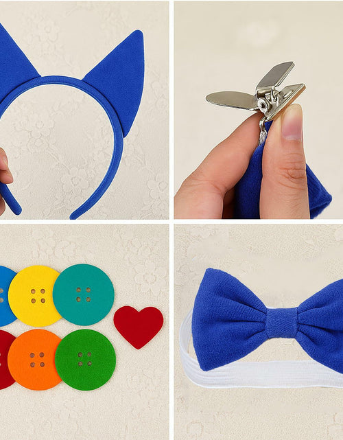 Load image into Gallery viewer, Bonviv Blue Cat Costume Set Ears Bow Tie Tail Kids Adults Halloween
