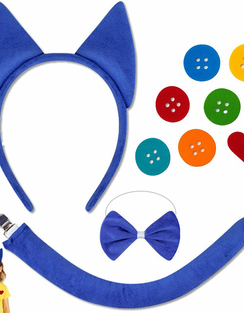 Load image into Gallery viewer, Bonviv Blue Cat Costume Set Ears Bow Tie Tail Kids Adults Halloween
