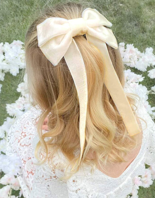 Load image into Gallery viewer, Aileam 2PCS Velvet Hair Bows Ivory Beige Big Fall Alligator Clips
