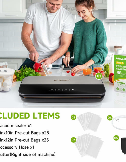 Load image into Gallery viewer, Amz Jet Food Sealer Vacuum Sealer Stainless Steel LED Touch 50Bags Grayish Black

