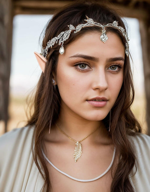 Load image into Gallery viewer, JeVenis Set of 3 Silver Elf Headpieces Elf Ears Crown Fairy Jewelry

