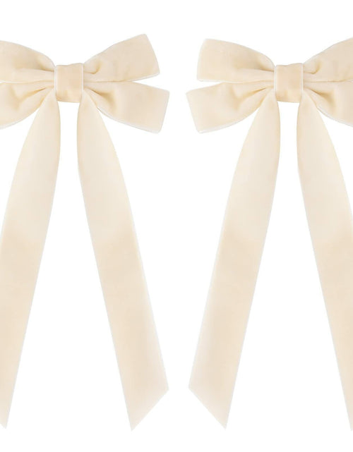 Load image into Gallery viewer, Aileam 2PCS Velvet Hair Bows Ivory Beige Big Fall Alligator Clips
