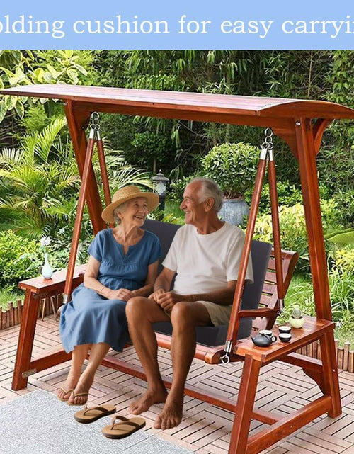 Load image into Gallery viewer, OpyTikar Porch Swing Folding Chair Cushion Light Grey with Handle &amp; Straps
