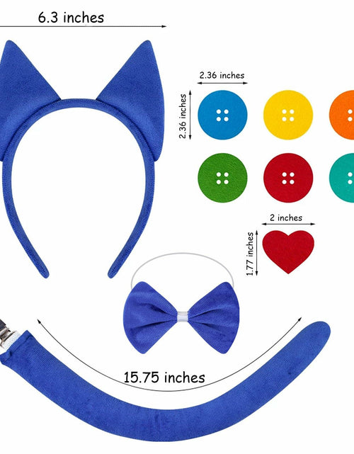 Load image into Gallery viewer, Bonviv Blue Cat Costume Set Ears Bow Tie Tail Kids Adults Halloween
