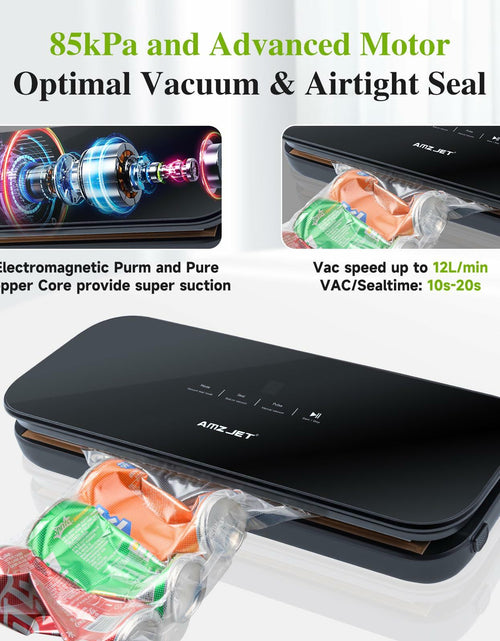 Load image into Gallery viewer, Amz Jet Vacuum Sealer Food LED Touch Digital Display Tempered Glass Black 50Bags
