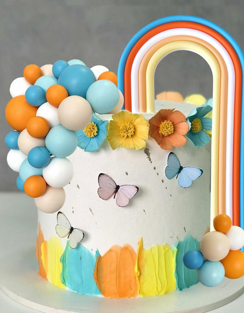 Load image into Gallery viewer, HAVAGDTM Blue Orange Foam Rainbow Cake Toppers Mini Balls 17 pcs

