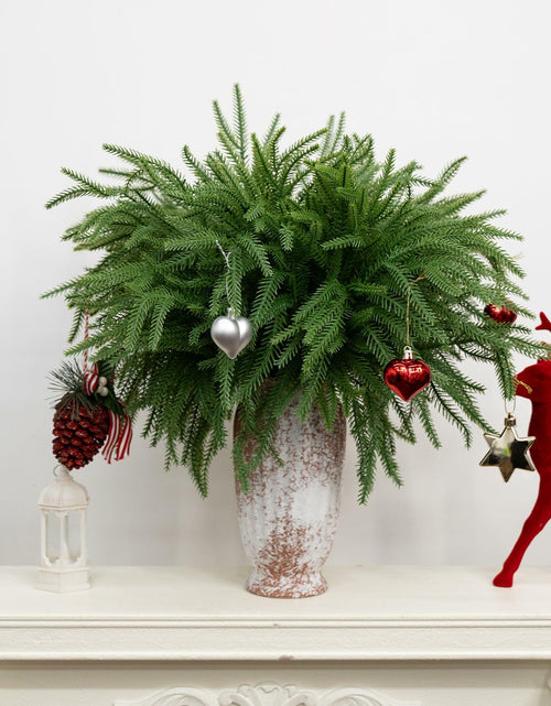 Load image into Gallery viewer, JDKPK 12 Pcs Norfolk Pine Branch 18" Artificial Greenery Green
