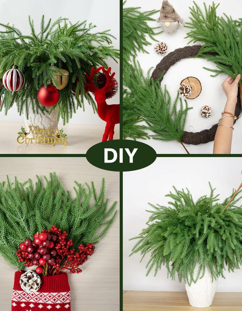 Load image into Gallery viewer, HUZIYAHAN Christmas Norfolk Pine Stems 18in Green Branches 8 Count
