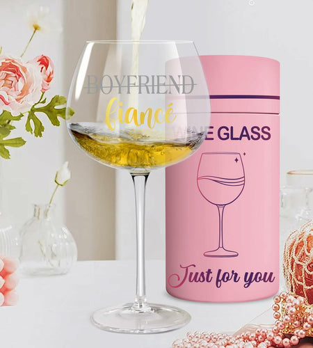 TOBYOVU Fiancé Wine Glass 16oz FIANCÉ Proposal Anniversary Gift for Him