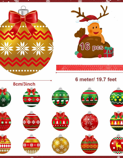 Load image into Gallery viewer, gisgfim 16 Pc Christmas Wooden Ornaments Set Red Green Gold Balls
