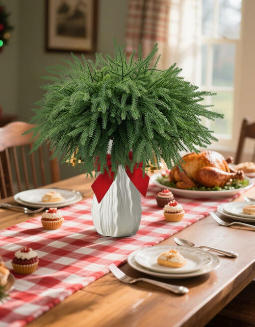 Load image into Gallery viewer, JDKPK 12 Pcs Norfolk Pine Branch 18" Artificial Greenery Green
