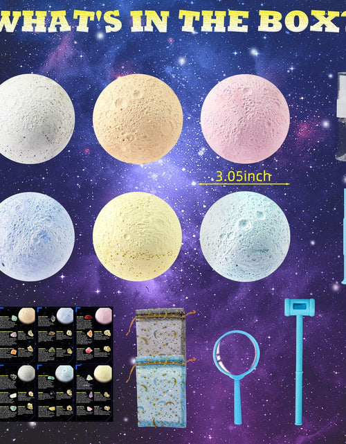 Load image into Gallery viewer, Hiawbon Gemstones Dig Kit 6 Planets 12 Skulls 18 Gems Space Kit

