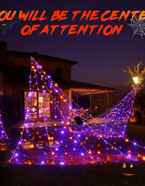 Load image into Gallery viewer, BlcTec Halloween Outdoor Spider Web 19.7x14.7ft White 250 LED Purple Orange
