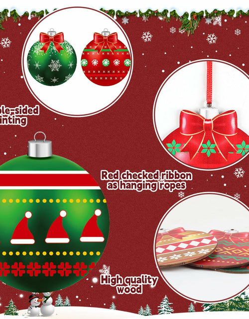 Load image into Gallery viewer, gisgfim 16 Pc Christmas Wooden Ornaments Set Red Green Gold Balls
