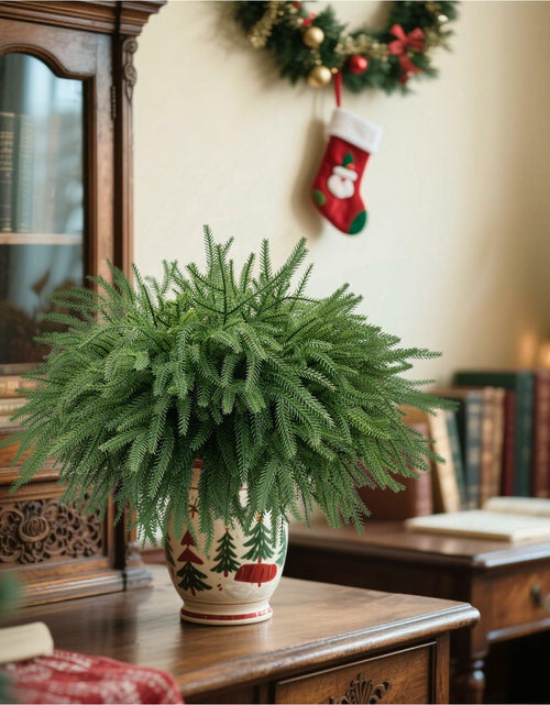 Load image into Gallery viewer, JDKPK 12 Pcs Norfolk Pine Branch 18" Artificial Greenery Green
