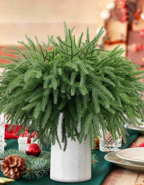 Load image into Gallery viewer, HUZIYAHAN Christmas Norfolk Pine Stems 18in Green Branches 8 Count

