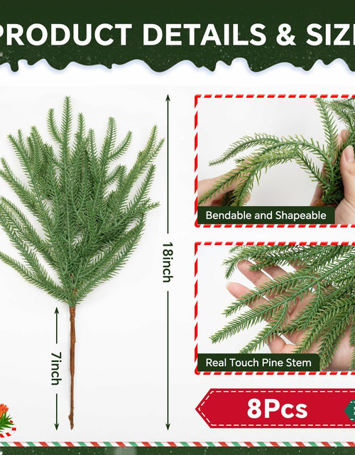 Load image into Gallery viewer, HUZIYAHAN Christmas Norfolk Pine Stems 18in Green Branches 8 Count
