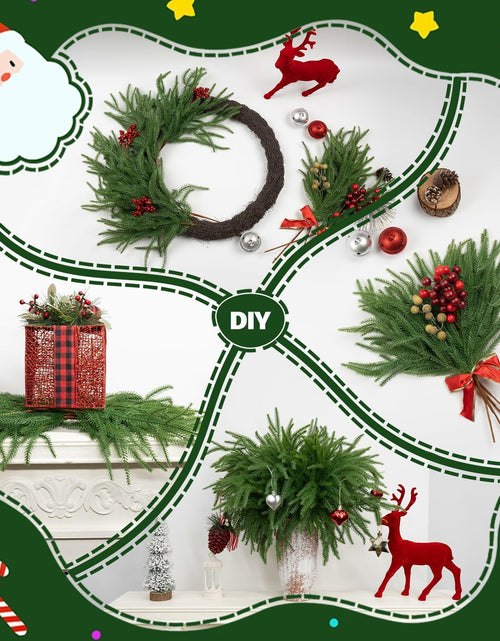 Load image into Gallery viewer, JDKPK 12 Pcs Norfolk Pine Branch 18" Artificial Greenery Green
