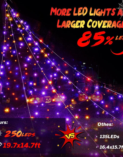 Load image into Gallery viewer, BlcTec Halloween Outdoor Spider Web 19.7x14.7ft White 250 LED Purple Orange
