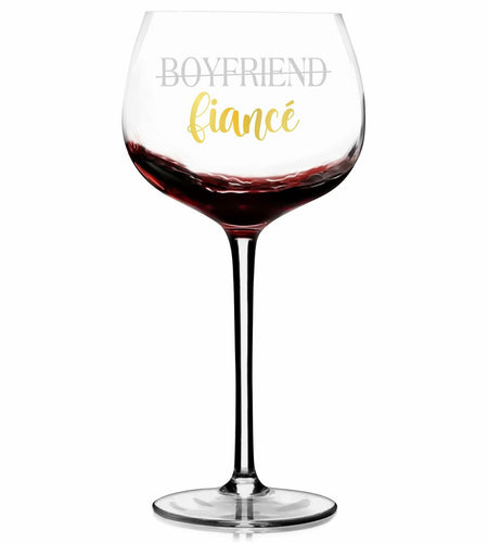TOBYOVU Fiancé Wine Glass 16oz FIANCÉ Proposal Anniversary Gift for Him
