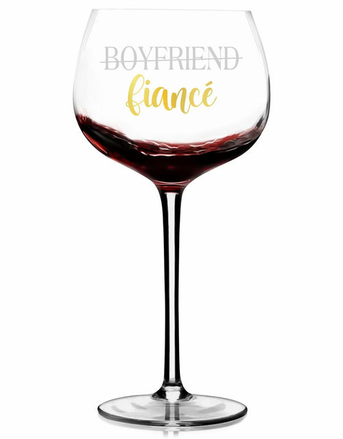 Load image into Gallery viewer, TOBYOVU Fiancé Wine Glass 16oz FIANCÉ Proposal Anniversary Gift for Him
