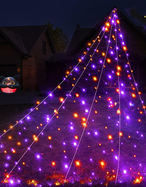Load image into Gallery viewer, BlcTec Halloween Outdoor Spider Web 19.7x14.7ft White 250 LED Purple Orange
