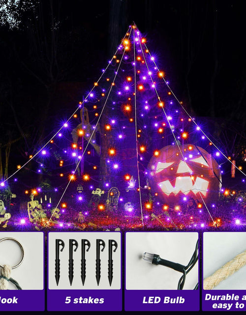 Load image into Gallery viewer, BlcTec Halloween Outdoor Spider Web 19.7x14.7ft White 250 LED Purple Orange
