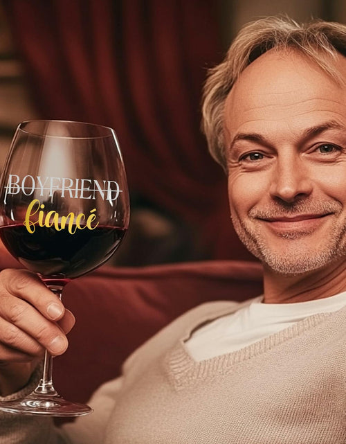Load image into Gallery viewer, TOBYOVU Fiancé Wine Glass 16oz FIANCÉ Proposal Anniversary Gift for Him
