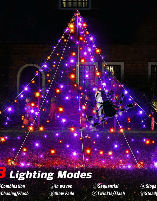 Load image into Gallery viewer, BlcTec Halloween Outdoor Spider Web 19.7x14.7ft White 250 LED Purple Orange
