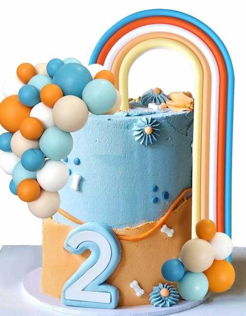 Load image into Gallery viewer, HAVAGDTM Blue Orange Foam Rainbow Cake Toppers Mini Balls 17 pcs

