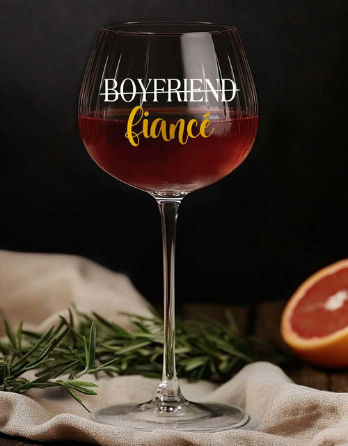 Load image into Gallery viewer, TOBYOVU Fiancé Wine Glass 16oz FIANCÉ Proposal Anniversary Gift for Him
