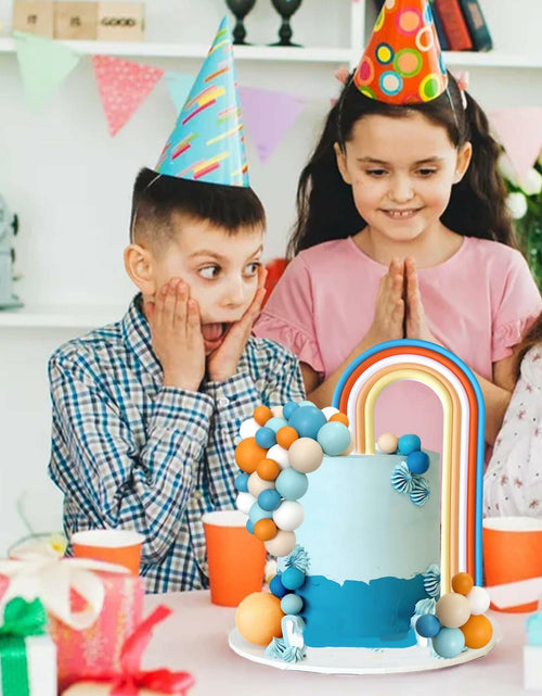 Load image into Gallery viewer, HAVAGDTM Blue Orange Foam Rainbow Cake Toppers Mini Balls 17 pcs

