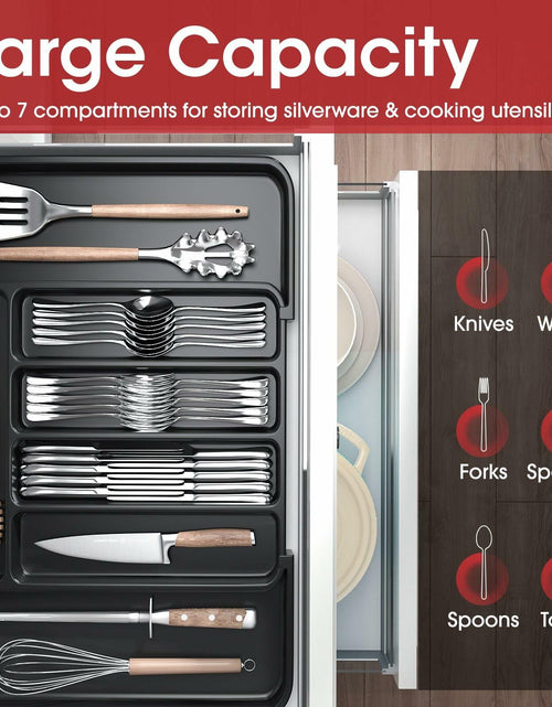 Load image into Gallery viewer, Aujen Expandable Silverware Organizer Kitchen Drawer Tray Black Medium
