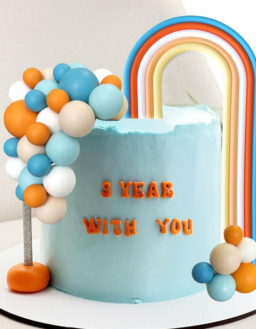 Load image into Gallery viewer, HAVAGDTM Blue Orange Foam Rainbow Cake Toppers Mini Balls 17 pcs
