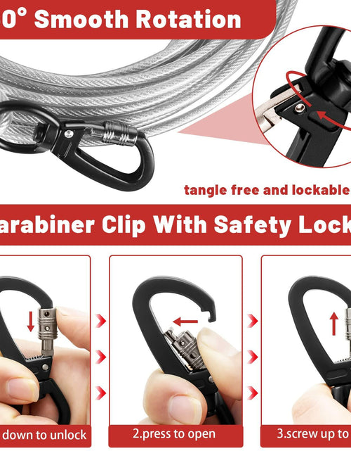 Load image into Gallery viewer, HaiYUAN Dog Tie Out Cable Steel Wire with Clips Blue 10-30 FT Heavy Duty
