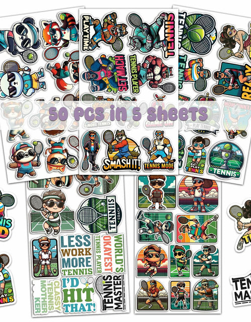 Load image into Gallery viewer, BIGZORO Tennis Stickers Waterproof Vinyl Decals 50 PCS Cartoon Sport
