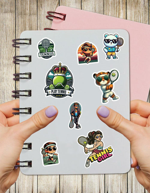 Load image into Gallery viewer, BIGZORO Tennis Stickers Waterproof Vinyl Decals 50 PCS Cartoon Sport
