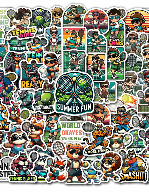 Load image into Gallery viewer, BIGZORO Tennis Stickers Waterproof Vinyl Decals 50 PCS Cartoon Sport
