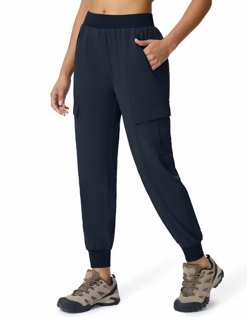 Load image into Gallery viewer, Women's Cargo Joggers Lightweight Hiking Pants Zipper Pockets Navy Size XL
