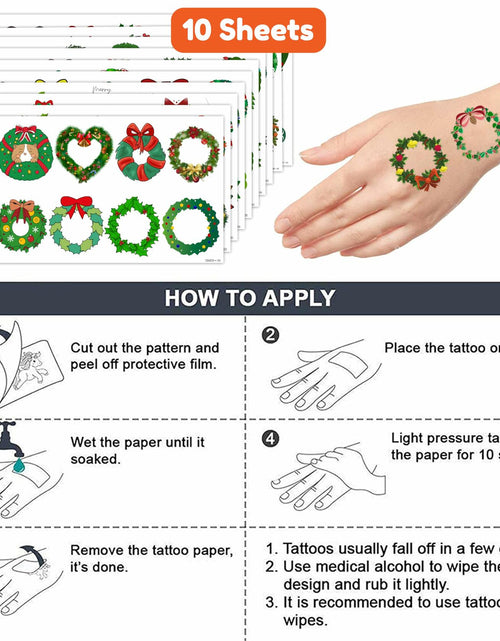 Load image into Gallery viewer, MeoIsDaBest Merry Christmas Temporary Tattoos Xmas Stickers 10 Sheets 100 PCS
