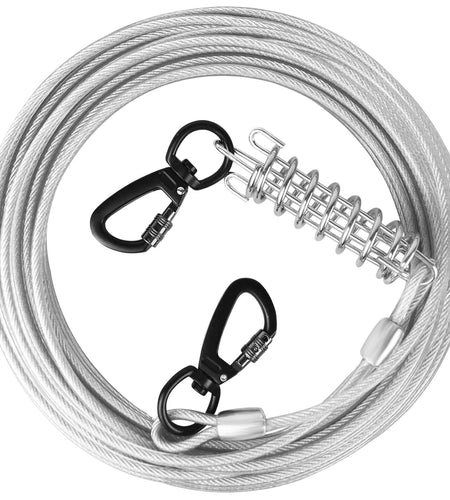HaiYUAN Dog Tie Out Cable Steel Wire with Clips Blue 10-30 FT Heavy Duty