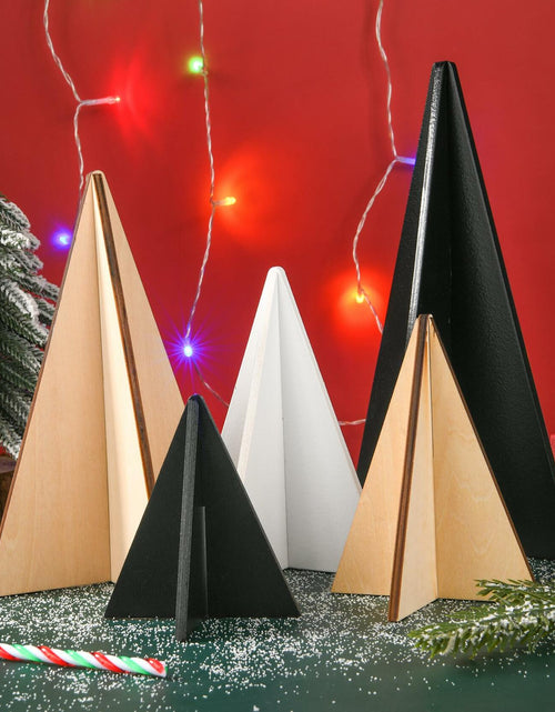 Load image into Gallery viewer, WHQXFDZ 5pcs Wooden Christmas Tree Decor Farmhouse Ornaments Black White
