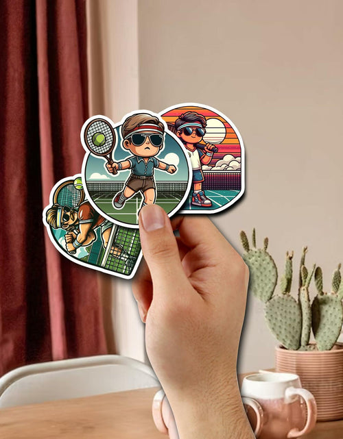 Load image into Gallery viewer, BIGZORO Tennis Stickers Waterproof Vinyl Decals 50 PCS Cartoon Sport
